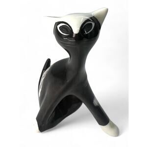 MCM 50's ORIGINAL. VINTAGE SITTING CAT FIGURINE CMIELOW BOGUCICE Mid Century